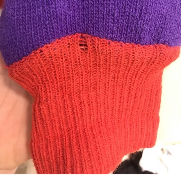 Vintage 80s Wool Angora blend Paisley Colorblock Sweater Sz S colorful funky - Picture 4 of 4